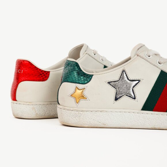 Gucci Ace Stars White Leather Low-Top Sneakers - Picture 9 of 13